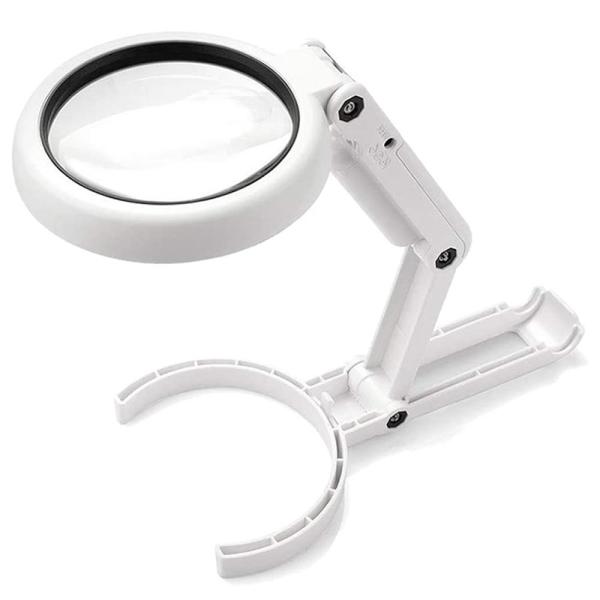 スタンド自立も出来る手持ちルーペです!手で持って自由に動かせる手持ちタイプとアームを立ててスタンド式です用途に応じて変形できる使い便利な2Way拡大鏡です８個のLEDライト付く老眼ルーペは暗い場所でも楽に使えます、明るい光を均一に放出し、目...