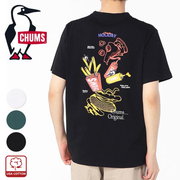 チャムス Tシャツ メンズ 半袖 CHUMS アンチバグ tシャツ アウトドア ブランド 虫よけ加工 CH01-2715 白 黒 ゆったり 爆買 父の日 胸ポケット