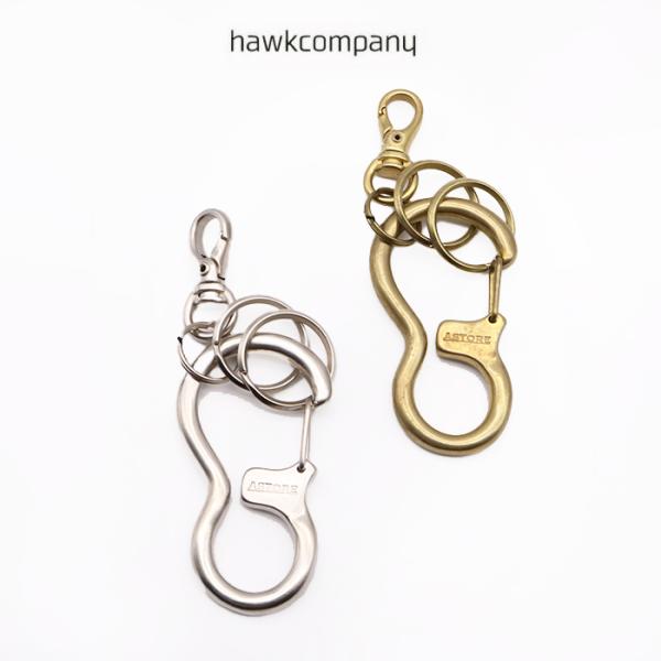 HawkCompany キーホルダー カラビナ ホークカンパニー ASTORE アストア AS4001 キーリング 真鍮 日本製 ゴールド シルバー 爆買
