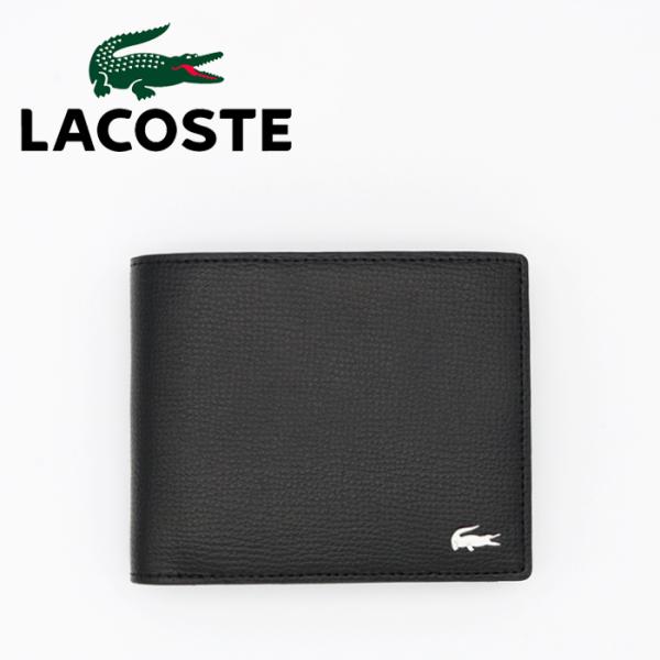 ラコステ 折りたたみ財布 LACOSTE 財布 メンズ 2つ折り プレゼント 本革 牛革 レザー 黒 NH1601KP ブランド シンプル 上品 爆買
