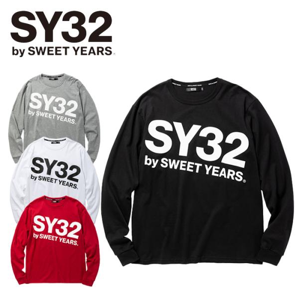 未使用 SY32 by SWEET YEARS メンズ ロゴプリント 半袖 モック