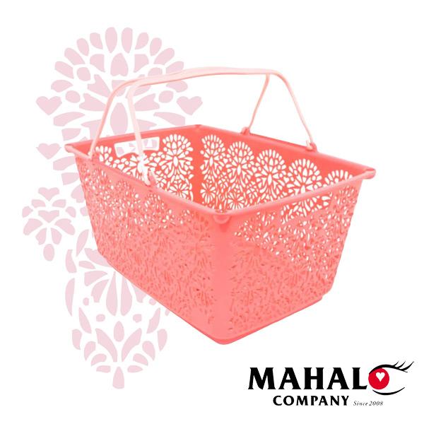 当日出荷 ピーチオレンジ マハロ バスケット MAHALO BASKET 長方形型 レジかご ショッピングバスケット