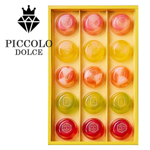 1つのゼリーに2つの果実の味わい。キラキラ輝く、見た目にもかわいいプチデザート。　　　　　　品番：PDB-15　　　内容：ピーチ＆グレープフルーツ味52g×3個、アップル＆パイン味52g×3個、マンゴー＆ライチ味52g×3個、レモン＆ライム...