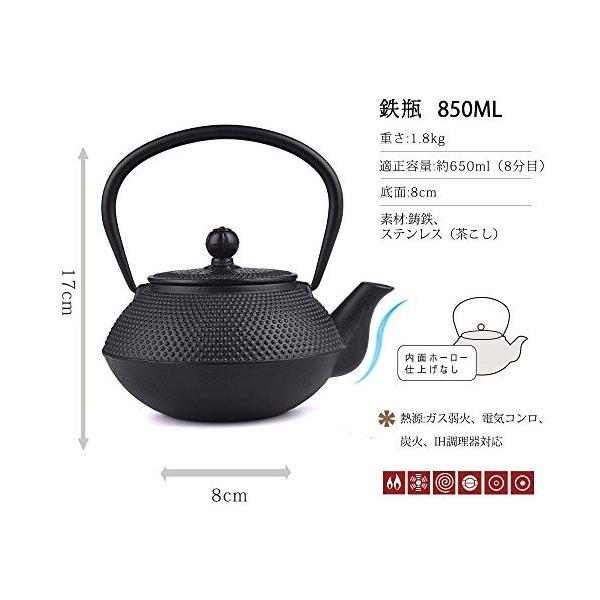 日本限定 急須 おしゃれ 鉄瓶 Ih 直火 対応 やかん 茶こし付き 鉄びん 在銘あり ティーポット 鉄分補給 伝統工芸品 紋 アラレ 新作からsaleアイテム等お得な商品 満載 ホーローなし