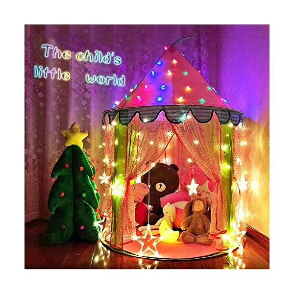 公式ショップ 子供用テント キッズテント プリンセスの城型 折り畳み式 お誕生日クリスマスプレゼントおままご キラキラledスターライト付き プレイハウス 秘密基地