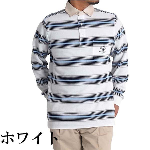 ポロシャツ メンズ 長袖 ボーダー シニア 父の日 プレゼント ...