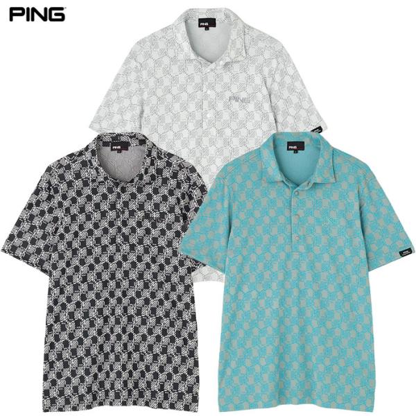 ピン PING AZモノグラムジャカードブロックロゴ半袖ポロシャツ 621-6160101 メンズ ゴルフウェア 2026春夏モデル 日本正規品