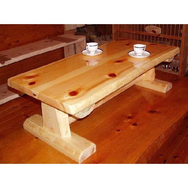 幅90cm、ヒノキ半丸太足のテーブル-STE008-90 : じゅん太郎工房 