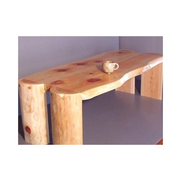 幅１２０cm、ヒノキ半丸太足のテーブル-SＴＥ011-120