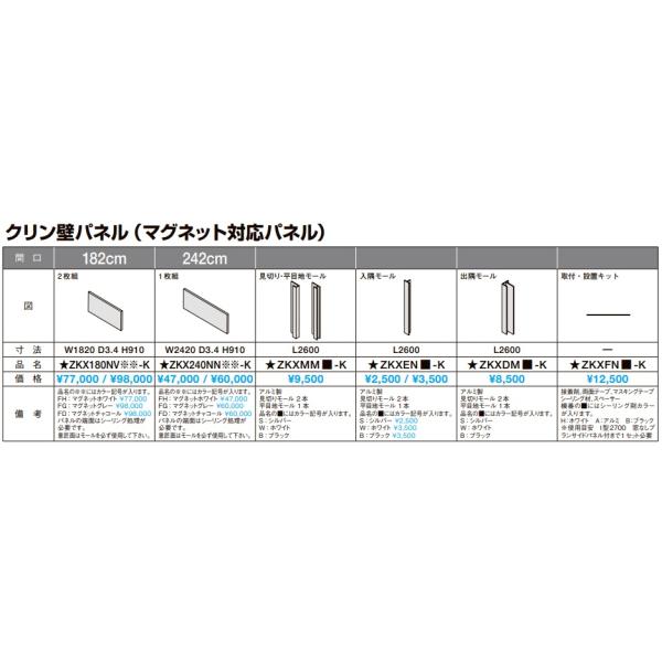 マグネット対応キッチンパネル【ZKX240NNFG-K】クリナップ グレー 艶