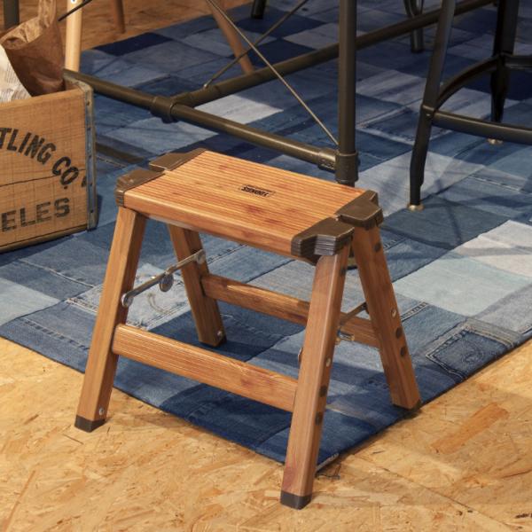 ステップスツール 木目調 踏み台 脚立 折りたたみ アルミ製 W33.5×D28