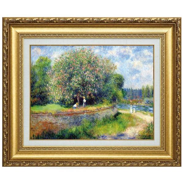 ルノワール 作品 花咲くマロニエ 6号 立体複製名画 レプリカ 額付き