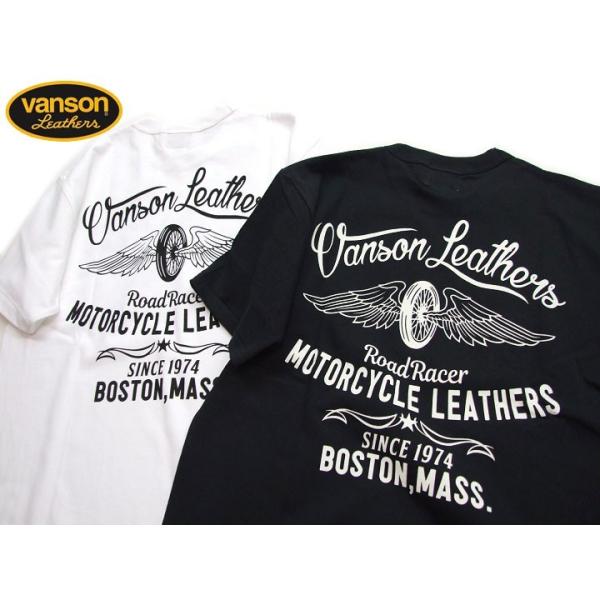 バンソンtシャツ メンズ半袖Tシャツ vanson tシャツ ネコポス可 ホイルウイング 882V068-25 Leathers バイカー カットソー メンズファッション
