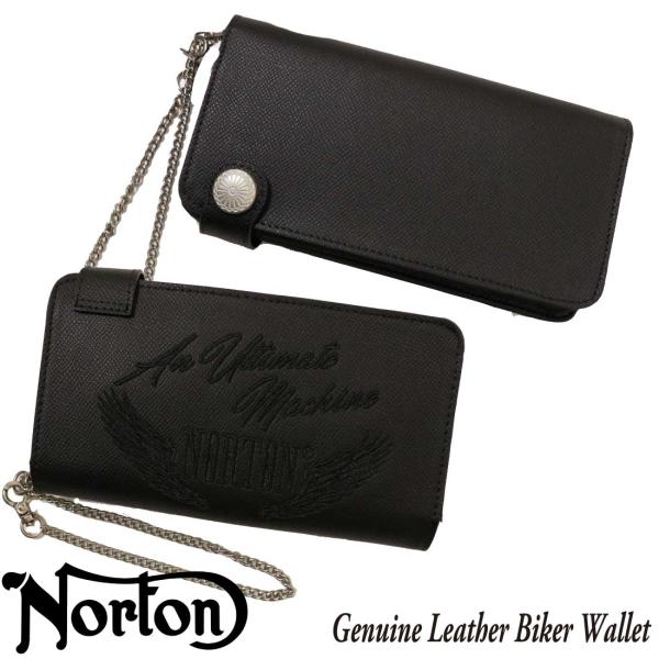 ノートン（NORTON） 服 財布 本革 同色 刺繍 バイカーズ ウォレット