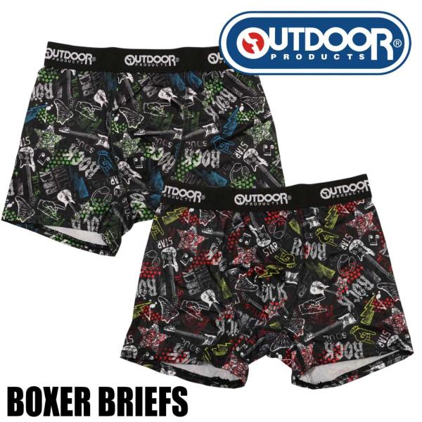 メール便発送 OUTDOOR PRODUCTS アウトドア ボクサーパンツ 前閉じ 下着 メンズ 総柄 M L OD-1BB-004 プリント