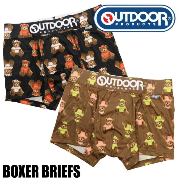 メール便発送 OUTDOOR PRODUCTS アウトドア ボクサーパンツ 前閉じ 下着 メンズ 総柄 M L DF3011B102 クマ くま ベア