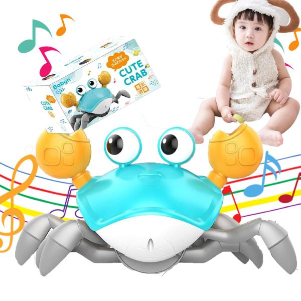 Babyn 赤ちゃん カニおもちゃ 動く ハイハイカニ センサー付き 音楽 知育玩具 おもちゃ 動く 男の子 女の子 誕生日 ギフト toys 正規品 ブルー
