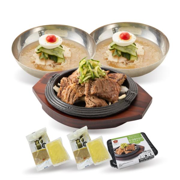 食べた方ならご存じのはず、冷麺と焼いたお肉のコラボレーション。韓国ではよく食べられる組み合わせです。自慢の特製甘めダレのプリプリ釜山熟成豚カルビと自家製スープの冷麺を絡めてお召上がりください。・釜山熟成豚カルビ250g・冷麺(460ｇ)２セ...