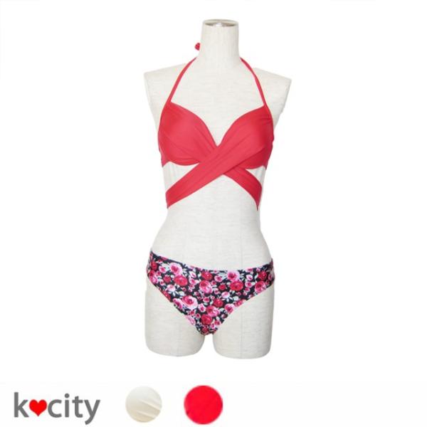 【未使用】チャコット水着　ホルターネック　サイズ9号　レトロデザイン Sun Beach 水着 レディース 9Mサイズ ビキニ ホルターネック 3点