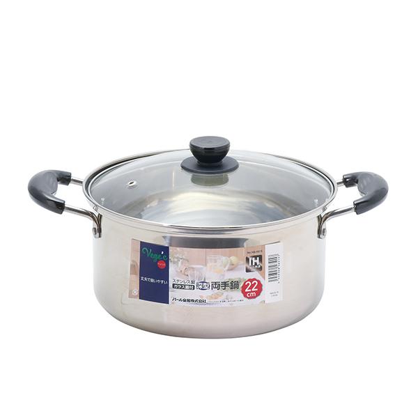 オール熱源対応丈夫で扱いやすい33×23.5×16cm本体：ステンレス鋼　蓋：強化ガラス・フェノール樹脂中国