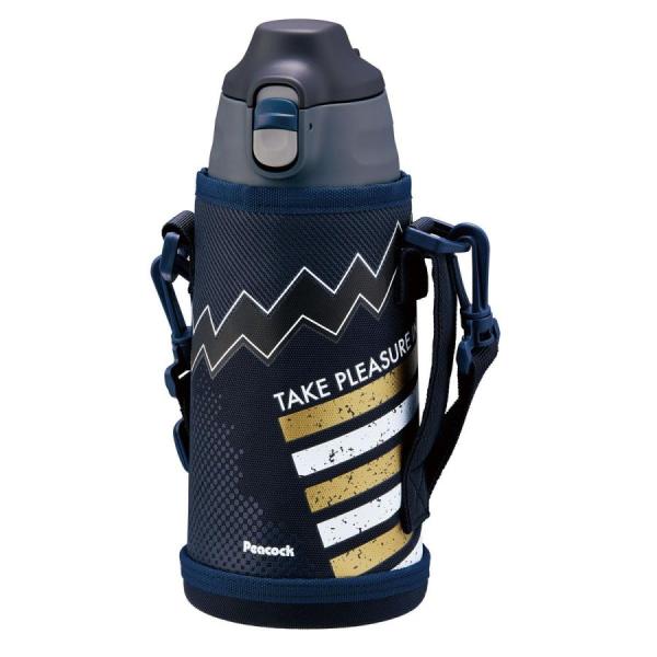 他サイト： ピーコック コップ ワンタッチ 2WAYボトル 800ml ブラックネイビー ASG-W82 AKB 【peacock 保冷 保温 水筒 ステンレス 真空断熱 コップ カバー付き】の商品画像