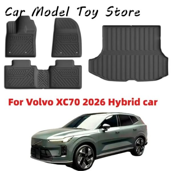 並行輸入品 ボルボ XC70 2026 ハイブリッド車用フロアマット TPE オールウェザー フロントリアカーゴライナーマット防水 滑り止め アクセサリー