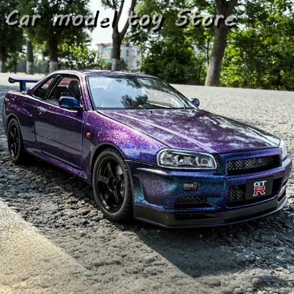 HW　日産スカイラインGTR(R34)　&　シルビアS15　2台　未開封セット 並行輸入品 1:18 NISSAN GTR R34 SKYLINE S15 LBWK DIECAST CAR MODEL