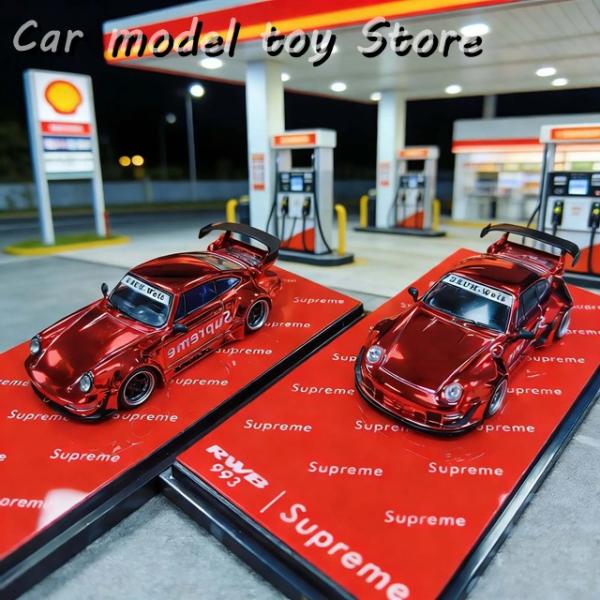 並行輸入品 炎1:64ポルシェRWB993 964赤SUPのコカコーラカーモデル