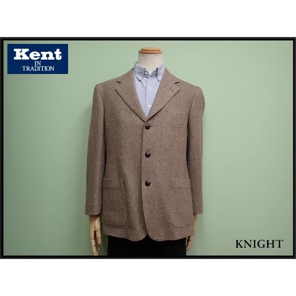 KENT ツイードジャケット 千鳥格子柄 くるみボタンエルボーパッチ S