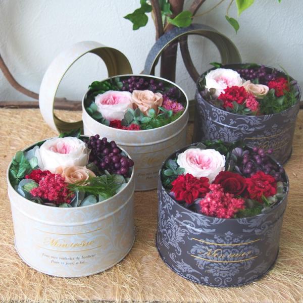 神戸花物語 アンティーク ラウンドブリキ缶 お祝い 贈り物