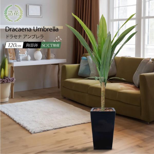 ■サイズ：本体(鉢含む)=約H120cm、鉢=Mサイズ（上辺21cm・下辺16cm・高さ35cm）■素材：本体=造花(人工観葉植物)、鉢=陶器■製造国：日本■注意事項：広げ方・個体差によりサイズは若干異なることがございます。■触媒：SC触媒...