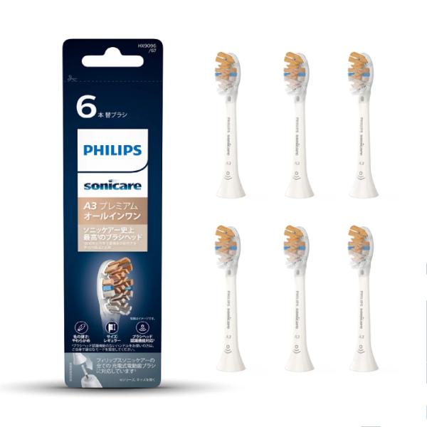 フィリップス　オールインワン　ブラシヘッド　レギュラー【替えブラシ・6本入り】すべてのフィリップスソニッケアー電動歯ブラシに対応（ソニッケアーキッズ、e シリーズを除く）