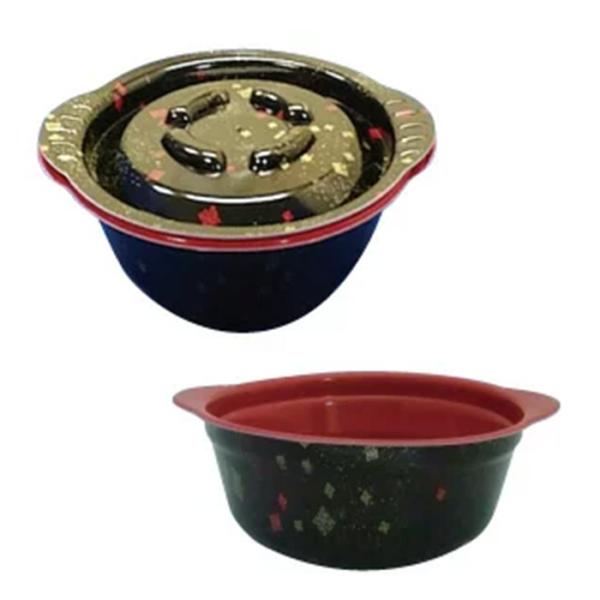 09-158-004 【代引不可】スープこぼれない丼 蓋付 浅型 黒まきえ 400入 ※お取寄商品 272082