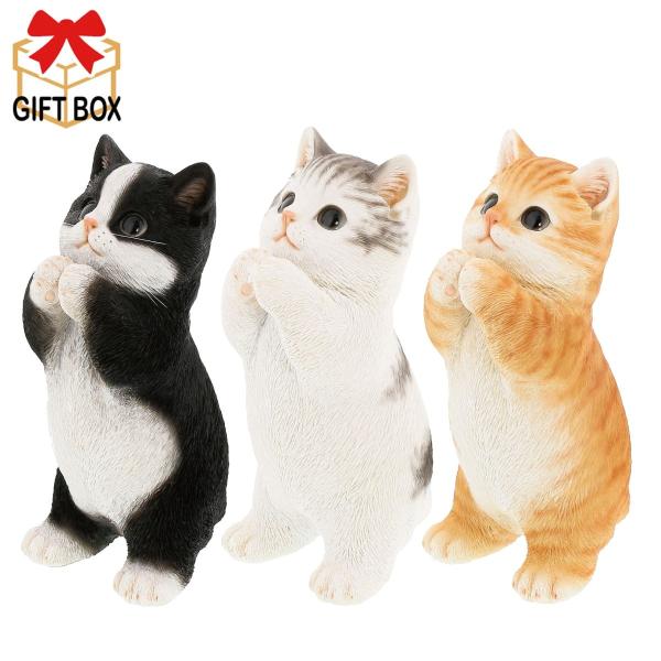 QB-041 【 送料無料 】 ネコ ちょうだい 8.6×12.5×H17.7cmポリレジン
