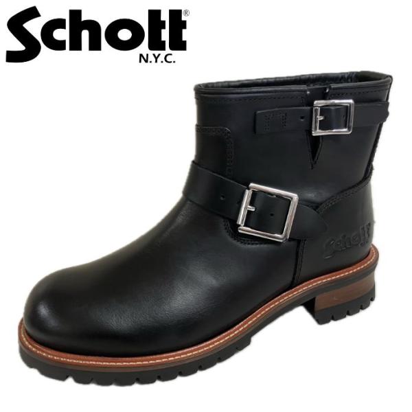 Schott ショット S28002 エンジニア ブーツ Engineer Boots Short メンズ エンジニアブーツ 靴 バイカー バイク乗り ブラック 黒 本革 ショートブーツ