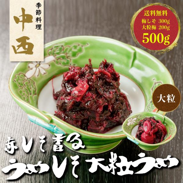 送料無料 紀州南高梅 赤紫蘇  漬物 ご飯のおとも 自宅用 無添加 梅しそ（300g）と梅干し（200g）の合計2種類がセットになったお買い得品