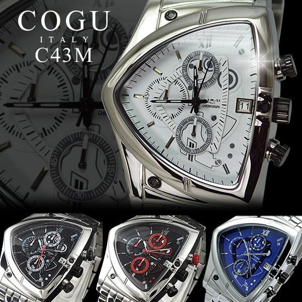 Cogu コグ C43m 腕時計 メンズ ブランド クロノグラフ デイト 三角フェイス メンズ腕時計 C43m Rootd 通販 Yahoo ショッピング