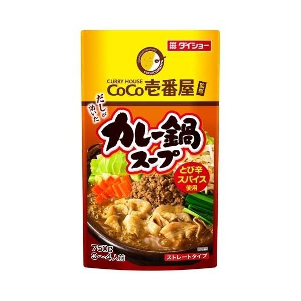 ＣｏＣｏ壱番屋監修のカレー鍋スープ。こく深いカレールウに、とんこつ・チキンコンソメ・焼津産鰹節の旨みを加え、とび辛スパイスでスパイシーな辛さに仕上げたカレー鍋スープです。