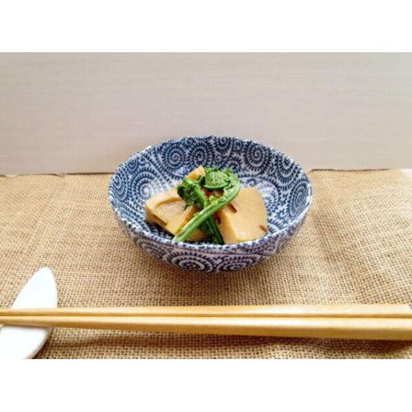菊形 古染 タコ唐草 12.5cm 小鉢 美濃焼 4寸鉢 ボウル ボール 藍 : K's