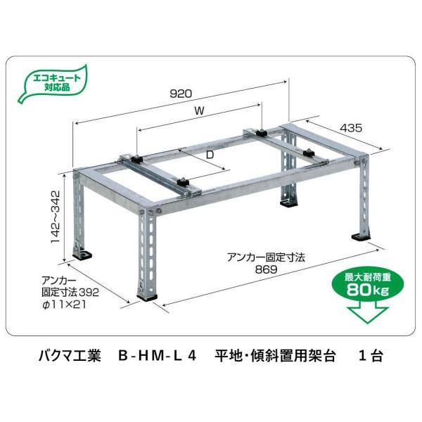 バクマ工業Ｂ-ＨＭ-Ｌ４   平地・傾斜置用架台 １台    法人様・個人事業主様・店舗様限定商品