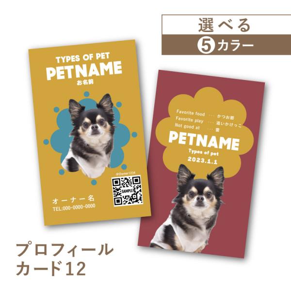 名刺作成 名刺 写真 ペット名刺 プロフィール カード インスタ QR 縦型 縦 名刺印刷 簡単 おしゃれ かっこいい 犬 猫 ペット meishi-pro12