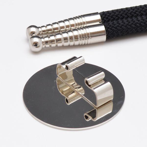 ループタイ製作用紐・金具×1セット 剣先銀色 金具中型台皿付き