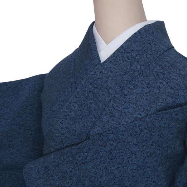 リサイクル小紋 単衣 着物 染小紋 藍染め 身丈145cm 裄64cm M
