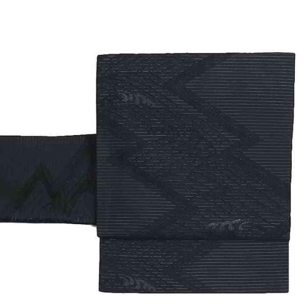 喪服 名古屋帯 未着品 夏物 絽綴れ帯 黒地 絹 未使用品 盛夏