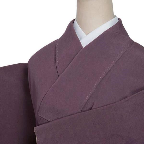 リサイクル訪問着 糸目友禅 付下 小豆色 草花柄 身丈163cm 裄64cm M
