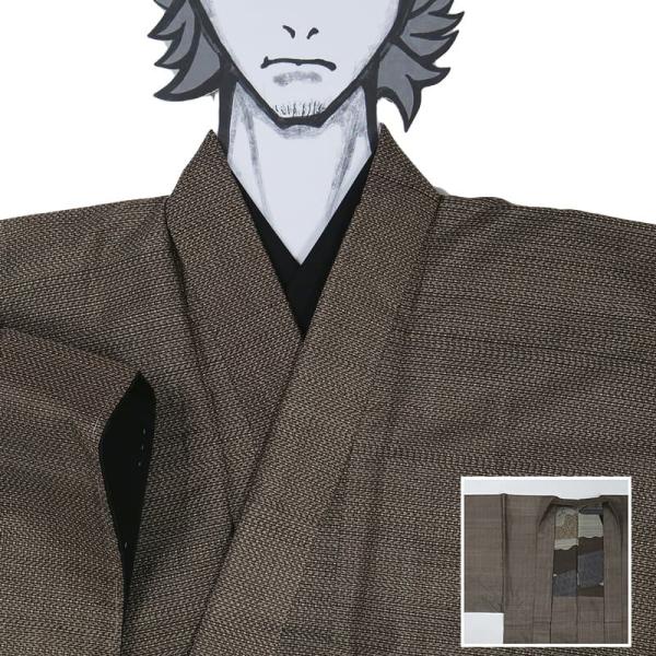 男性用　大島紬　羽織　裄75  身丈95  羽裏が素敵‼︎ 男物 アンサンブル着物 未使用品 本場大島紬 経緯絣 着物 羽織 茶