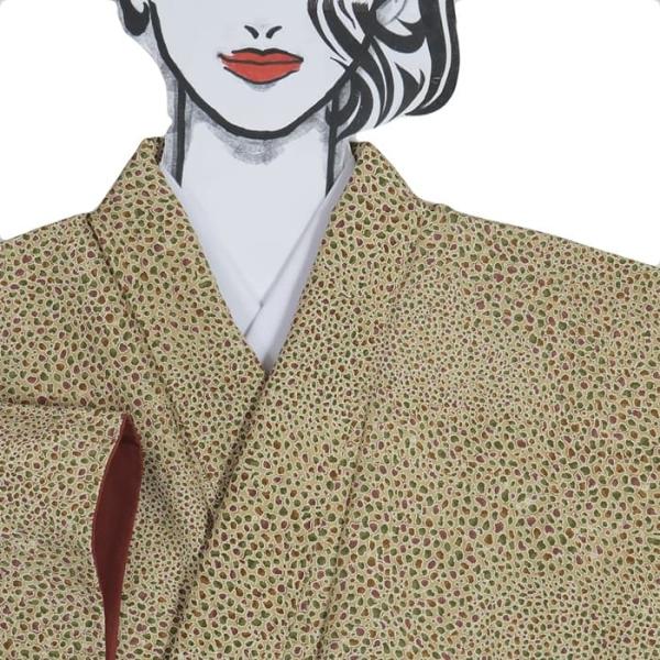 小紋(袷)　(雲取り紋様　絞り　膨れ織　白×黒色　未使用しつけ糸付　個性的) 小紋袷 染め小紋 リサイクル小紋 絞り 縮緬 黒 梅 楓 身長157cm