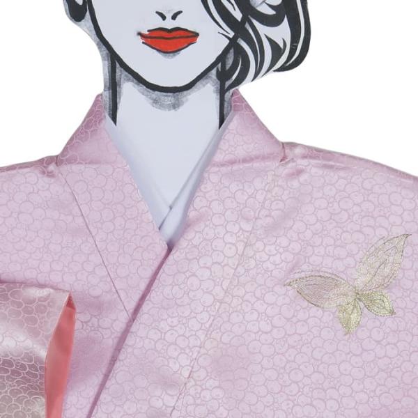 リサイクル 付下げ 訪問着袷 刺繍 友禅付下袷 ピンク 身長162cm 裄66cm