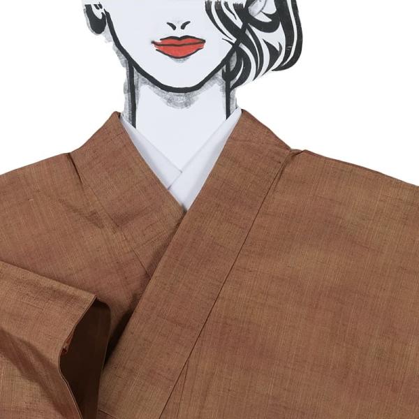 リサイクルつむぎ 紬 着物 証紙付き 縞柄 茶 鈴乃屋 丈147cm 裄62cm M