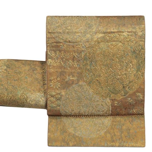 袋帯 リサイクル フォーマル 西陣袋帯 青銅箔 金 留袖帯 a2m5 仕立て